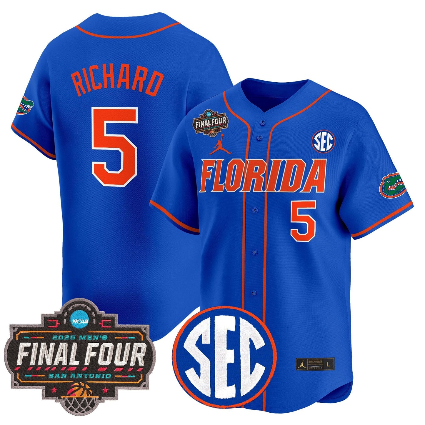 Men's Florida Gators 2025 Final Four Patch Vapor Baseball Jersey - All Stitched