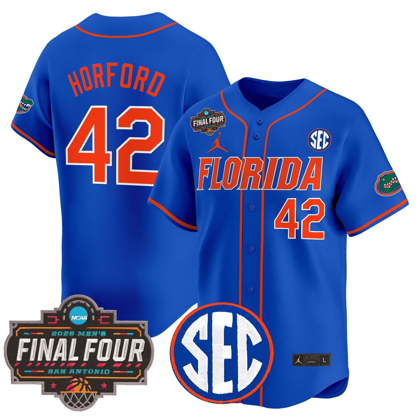Men's Florida Gators 2025 Final Four Patch Vapor Baseball Jersey - All Stitched