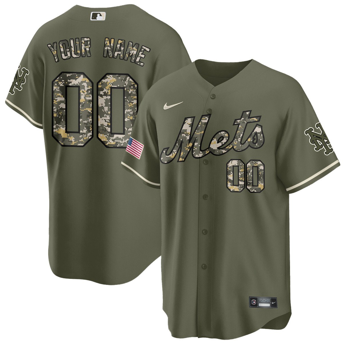 Custom New York Mets 2025 Sean Manaea Camo Jersey - All Stitched