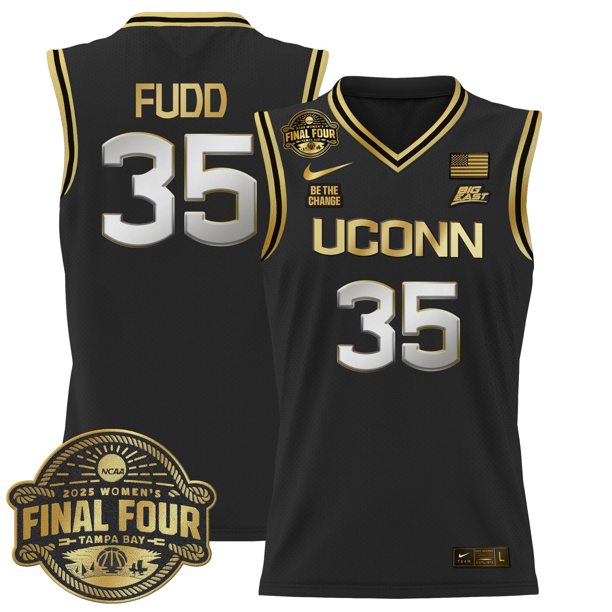 Men's Size - UConn Huskies 2025 Big Eat Women's Final Four Patch Lightweight Basketball Jersey - All Stitched