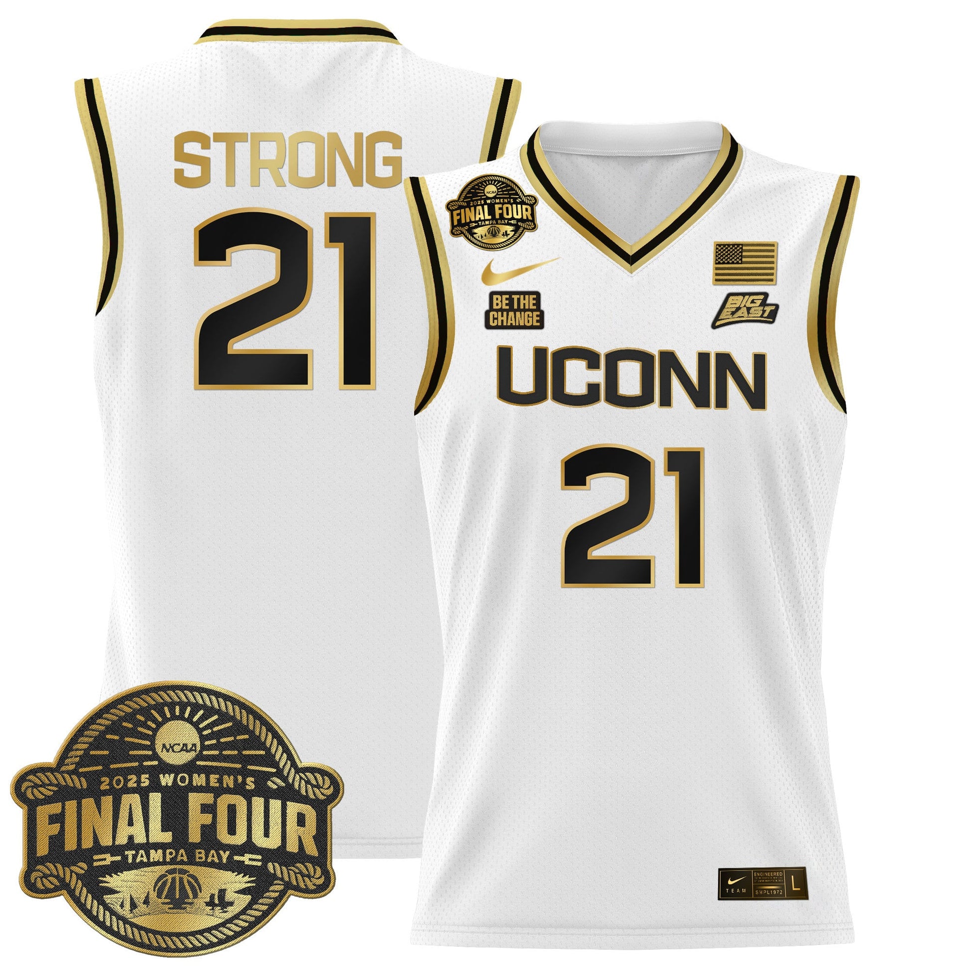 Men's Size - UConn Huskies 2025 Big Eat Women's Final Four Patch Lightweight Basketball Jersey - All Stitched