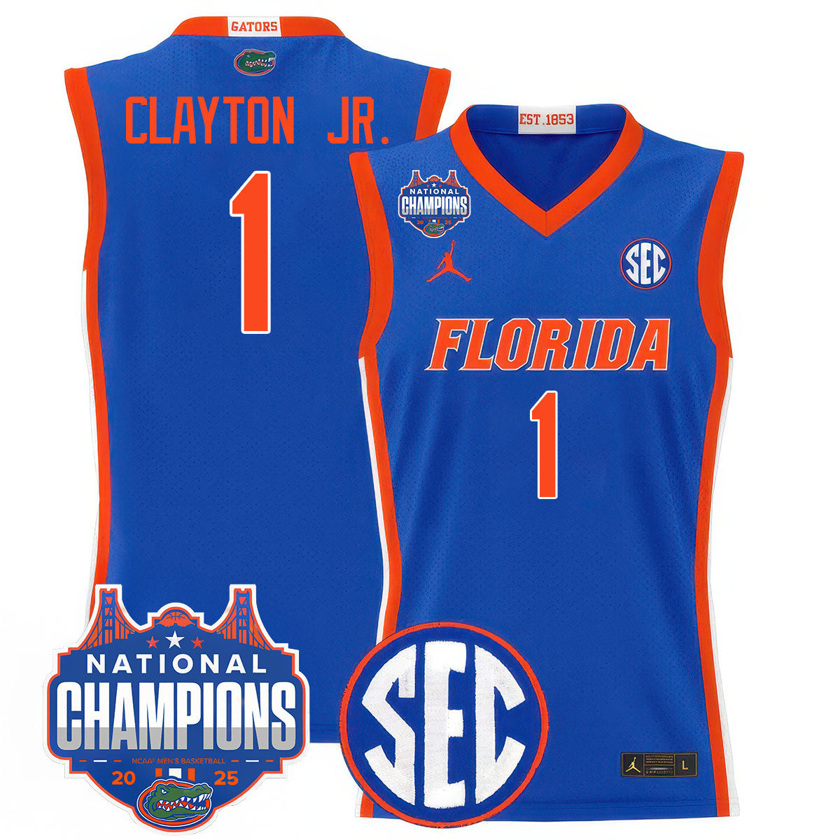 Men's Florida Gators 2025 National Champions Basketball Jersey - All Stitched