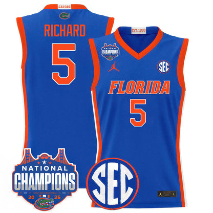 Men's Florida Gators 2025 National Champions Basketball Jersey - All Stitched