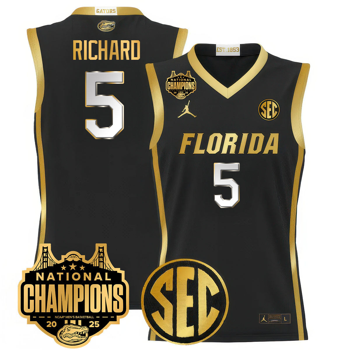 Men's Florida Gators 2025 National Champions Basketball Jersey - All Stitched