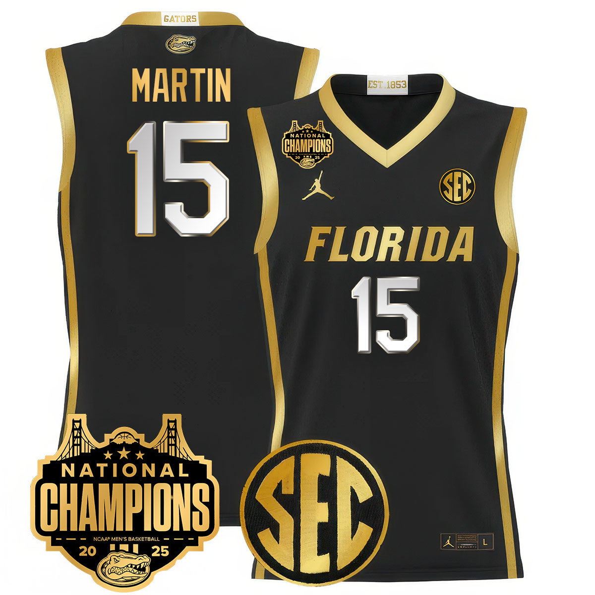 Men's Florida Gators 2025 National Champions Basketball Jersey - All Stitched