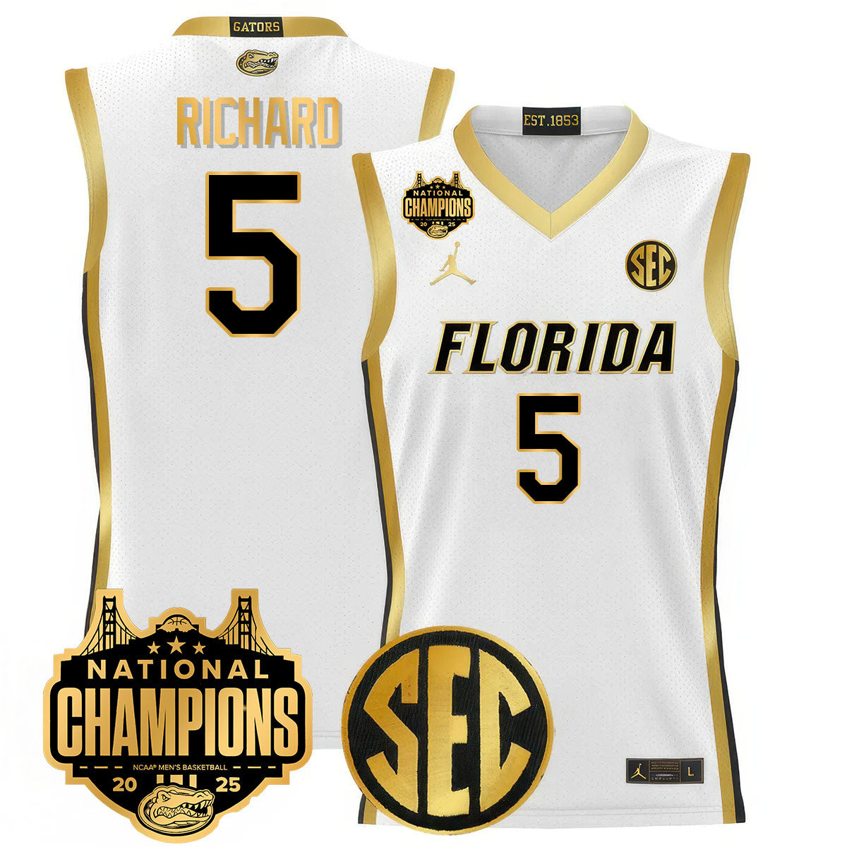 Men's Florida Gators 2025 National Champions Basketball Jersey - All Stitched