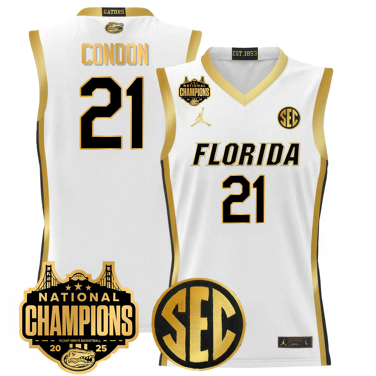 Men's Florida Gators 2025 National Champions Basketball Jersey - All Stitched