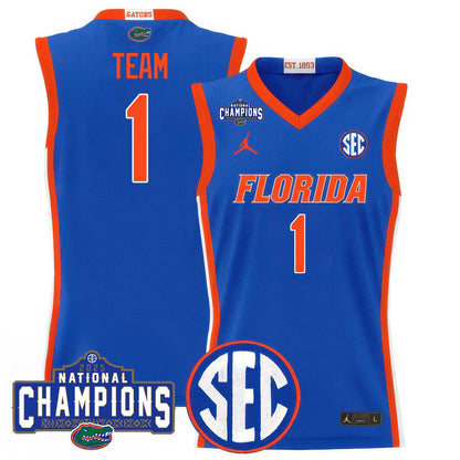 Men's Florida Gators 2025 National Champions Basketball Jersey N1 - All Stitched
