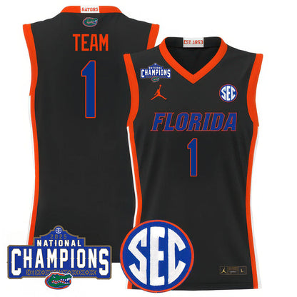 Men's Florida Gators 2025 National Champions Basketball Jersey N1 - All Stitched