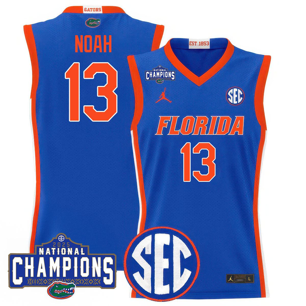 Men's Florida Gators 2025 National Champions Basketball Jersey N1 - All Stitched