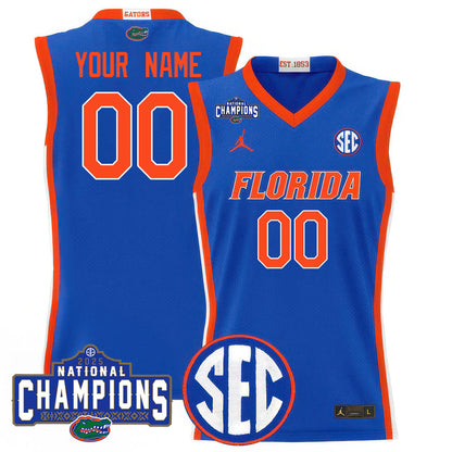 Custom Name/Gender Florida Gators 2025 National Champions Basketball Jersey N1 - All Stitched