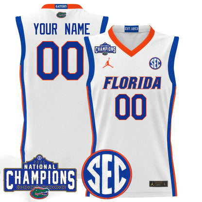 Custom Name/Gender Florida Gators 2025 National Champions Basketball Jersey N1 - All Stitched