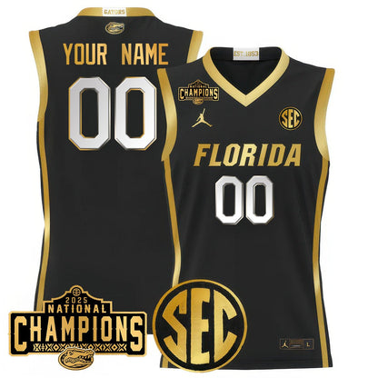 Custom Name/Gender Florida Gators 2025 National Champions Basketball Jersey N1 - All Stitched