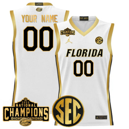 Custom Name/Gender Florida Gators 2025 National Champions Basketball Jersey N1 - All Stitched