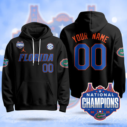 Custom Name/Gender Florida Gators 2025 National Champions Basketball Hoodie - All Stitched