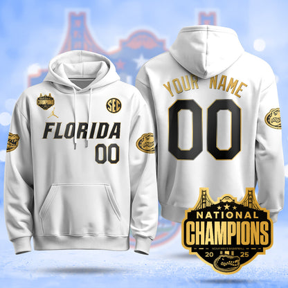 Custom Name/Gender Florida Gators 2025 National Champions Basketball Hoodie - All Stitched
