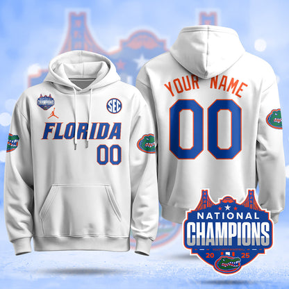 Custom Name/Gender Florida Gators 2025 National Champions Basketball Hoodie - All Stitched