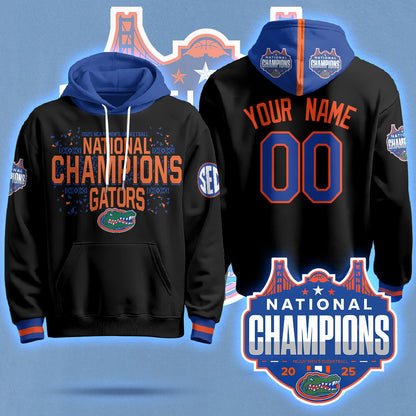 Custom Name/Gender Florida Gators 2025 National Champions Basketball Hoodie N5 - Printed