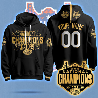 Custom Name/Gender Florida Gators 2025 National Champions Basketball Hoodie N5 - Printed