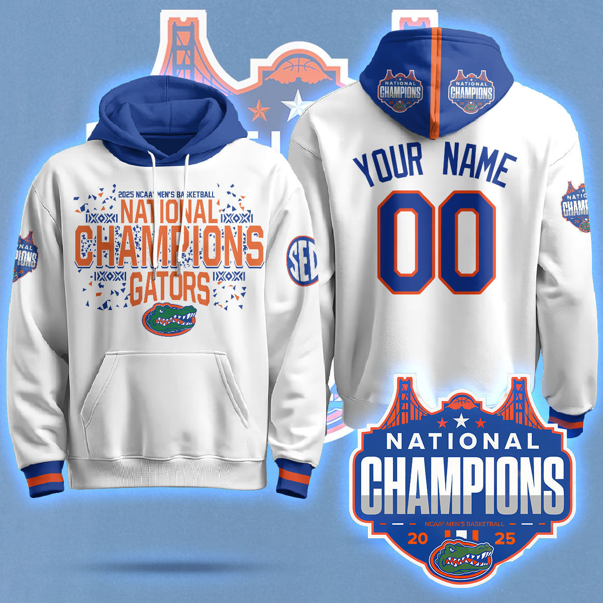 Custom Name/Gender Florida Gators 2025 National Champions Basketball Hoodie N5 - Printed