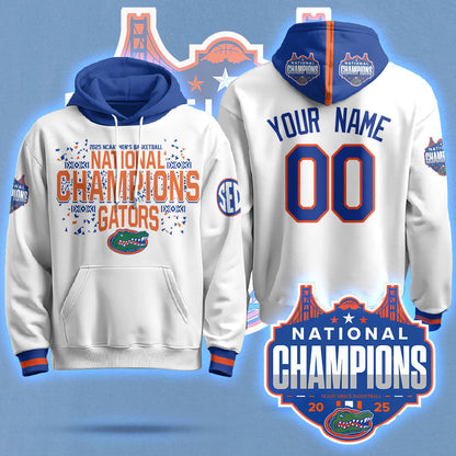 Custom Name/Gender Florida Gators 2025 National Champions Basketball Hoodie N5 - Printed