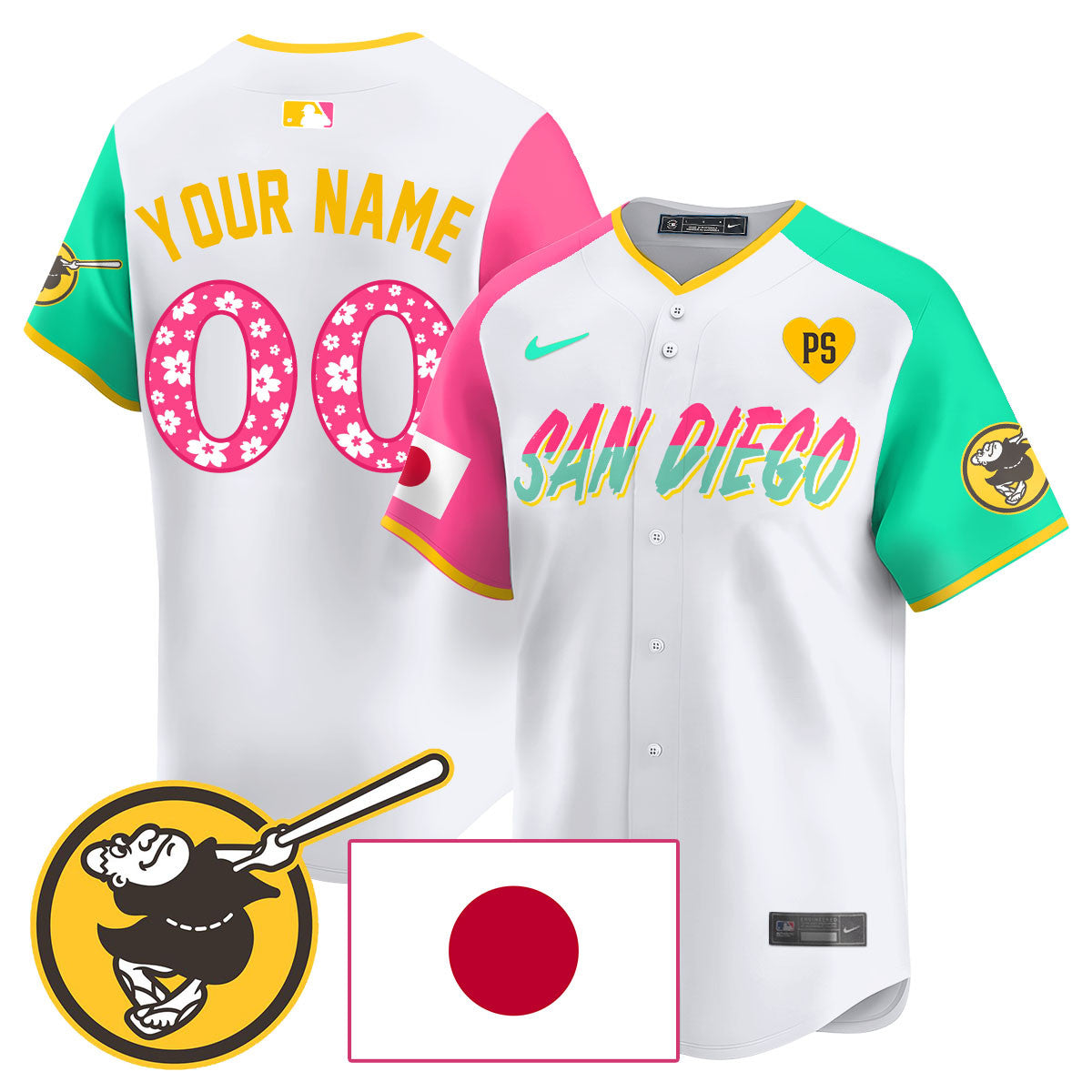 Custom Gender/Name San Diego Padres Japanese Heritage Jersey - All Stitched