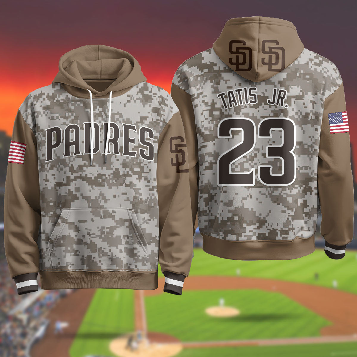 San Diego Padres Military Hoodie - All Stitched