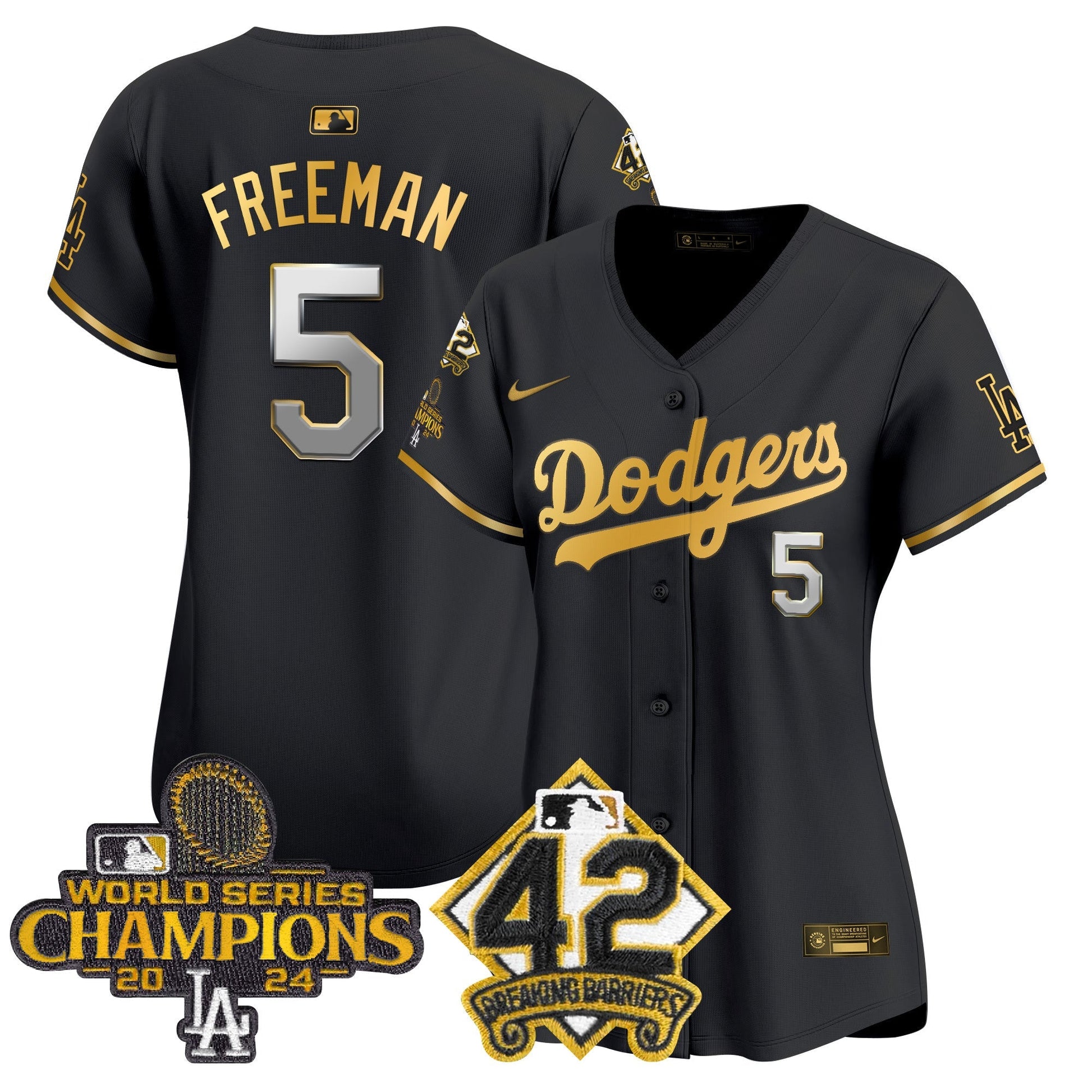 Women's Dodgers 2024 World Series Champions & Jackie Robinson Patch Vapor Premier Limited Jersey - All Stitched