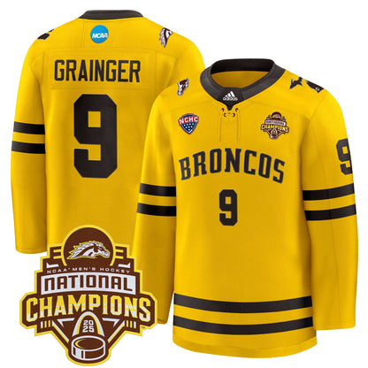 Men's Western Michigan Broncos 2025 National Champions Patch Premium Jersey - All Stitched