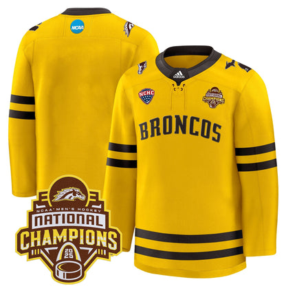 Men's Western Michigan Broncos 2025 National Champions Patch Premium Jersey - All Stitched