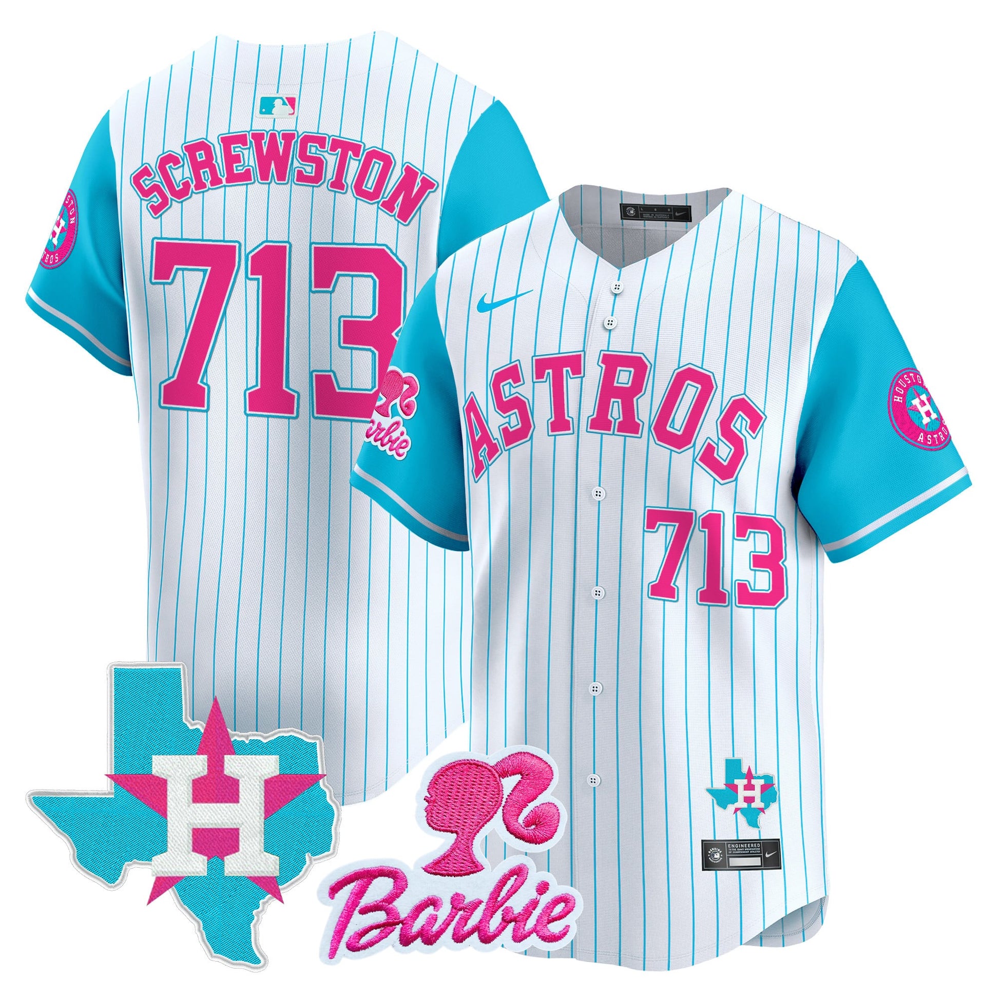 Unisex Astros Barbie Patch Vapor Premier Limited Jersey - All Stitched