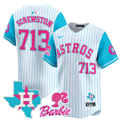 Unisex Astros Barbie Patch Vapor Premier Limited Jersey - All Stitched