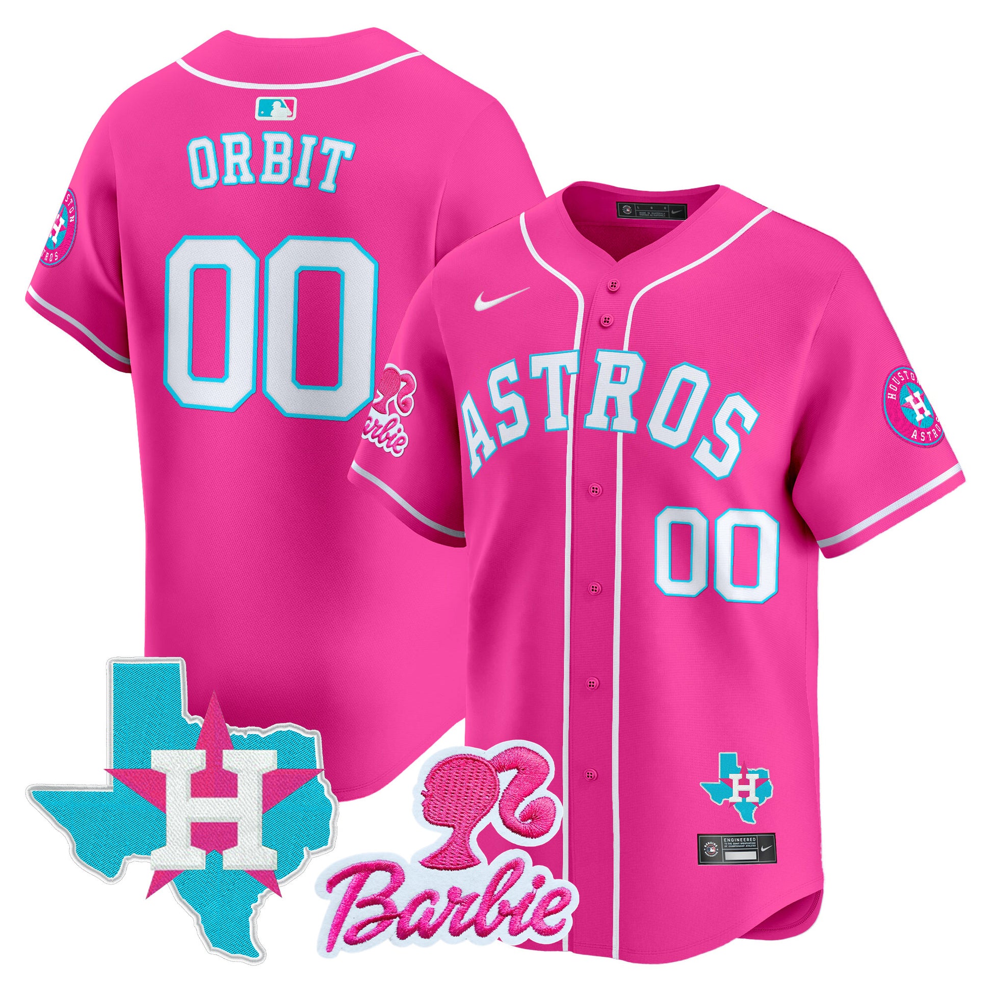 Unisex Astros Barbie Patch Vapor Premier Limited Jersey - All Stitched