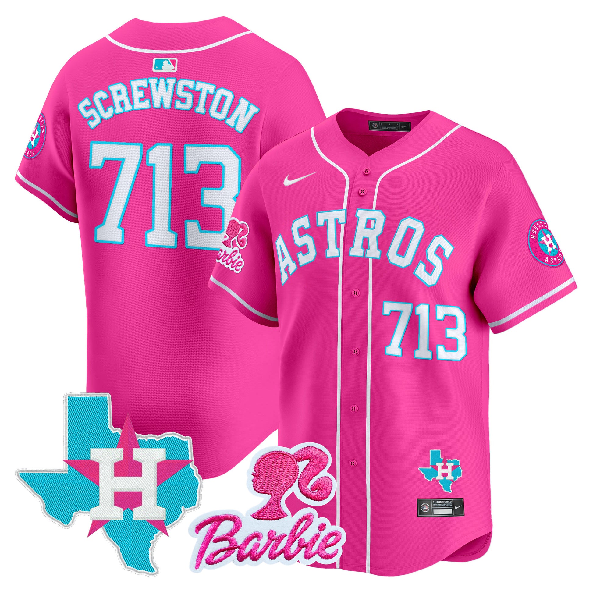 Unisex Astros Barbie Patch Vapor Premier Limited Jersey - All Stitched