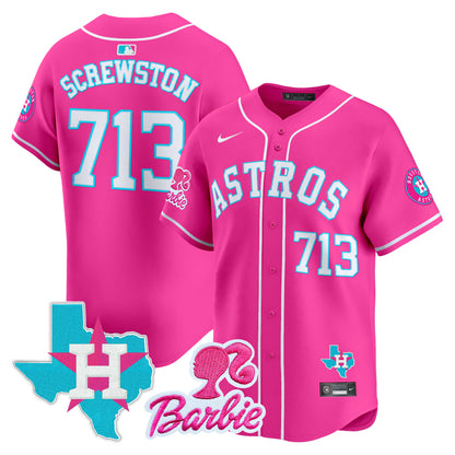Unisex Astros Barbie Patch Vapor Premier Limited Jersey - All Stitched