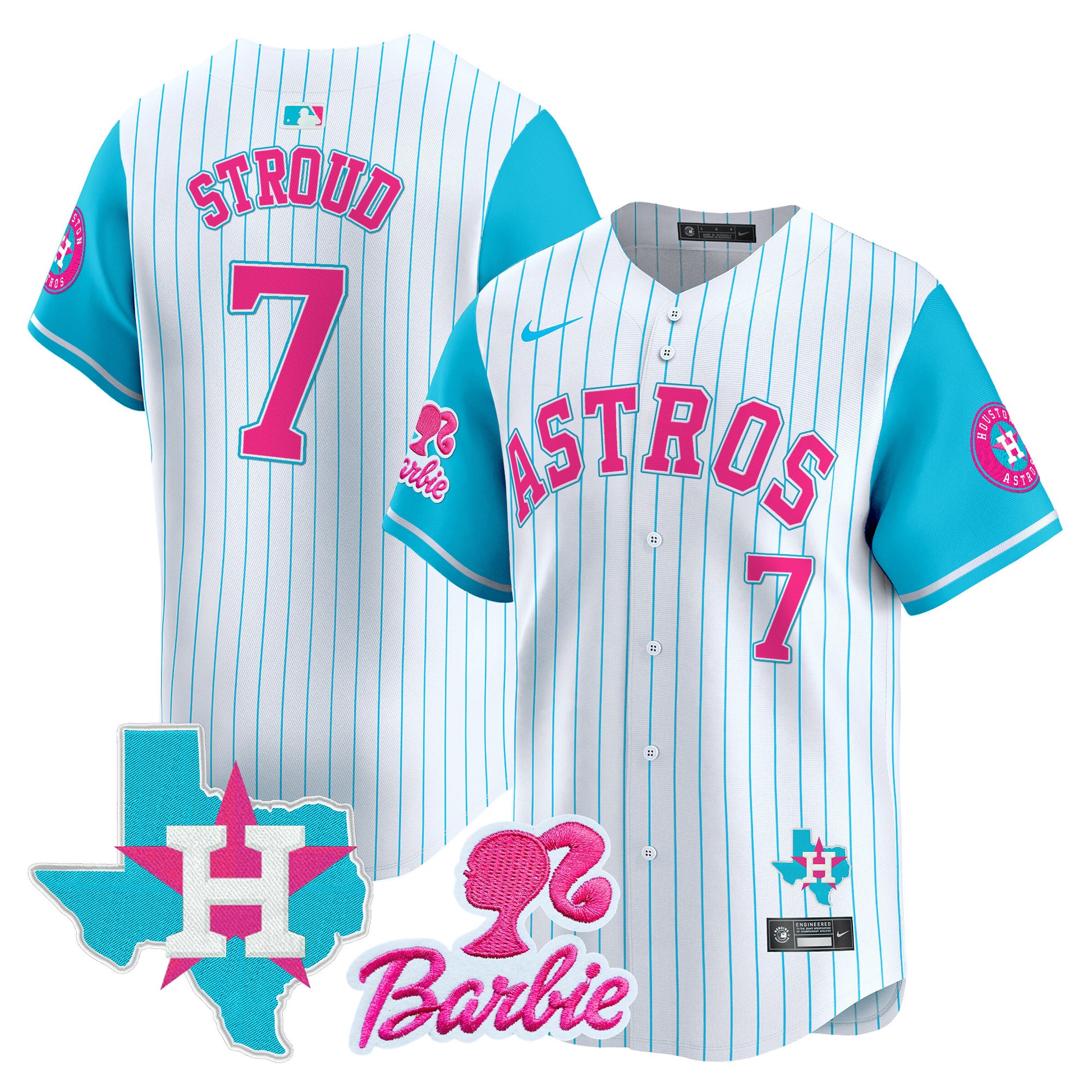 Unisex Astros Barbie Patch Vapor Premier Limited Jersey - All Stitched