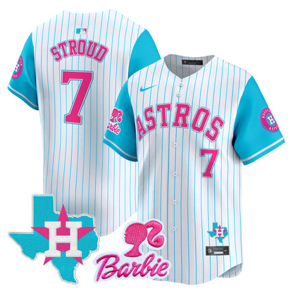 Unisex Astros Barbie Patch Vapor Premier Limited Jersey - All Stitched