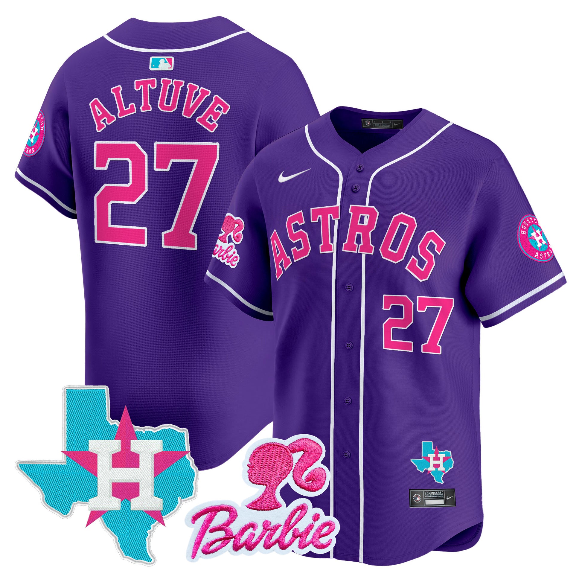 Unisex Astros Barbie Patch Vapor Premier Limited Jersey - All Stitched