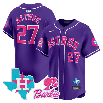 Unisex Astros Barbie Patch Vapor Premier Limited Jersey - All Stitched