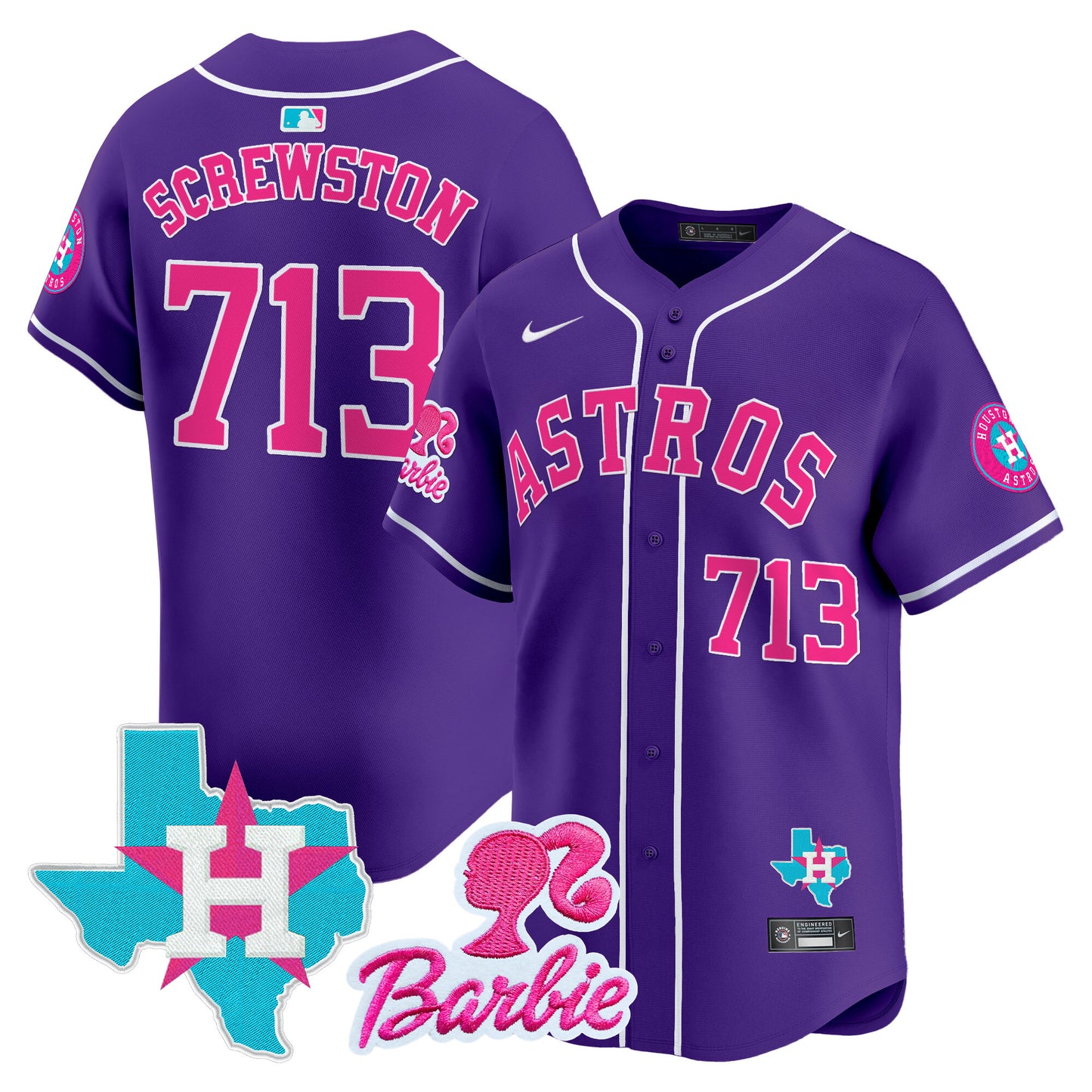 Unisex Astros Barbie Patch Vapor Premier Limited Jersey - All Stitched