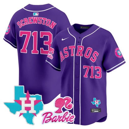 Unisex Astros Barbie Patch Vapor Premier Limited Jersey - All Stitched