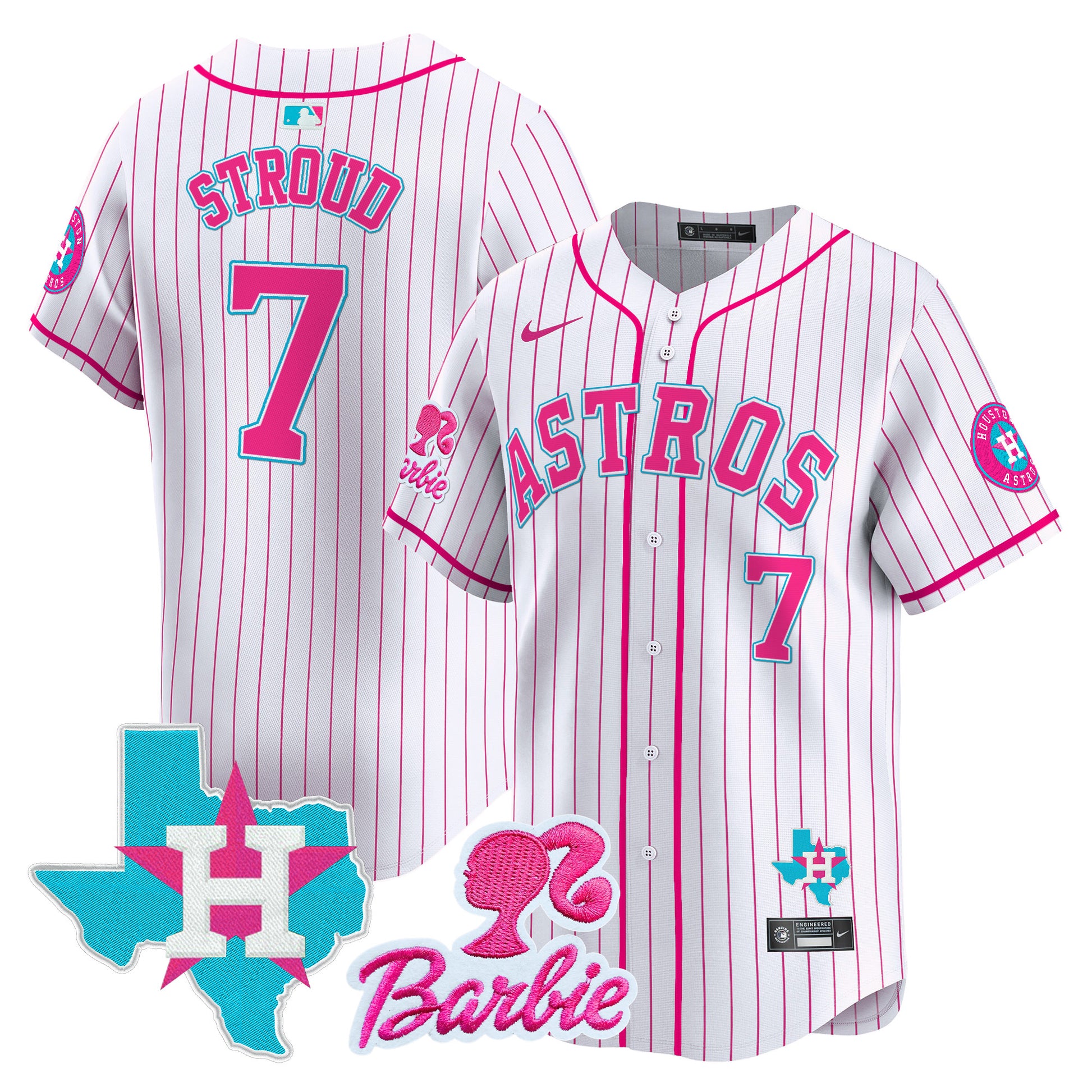 Unisex Astros Barbie Patch Vapor Premier Limited Jersey - All Stitched