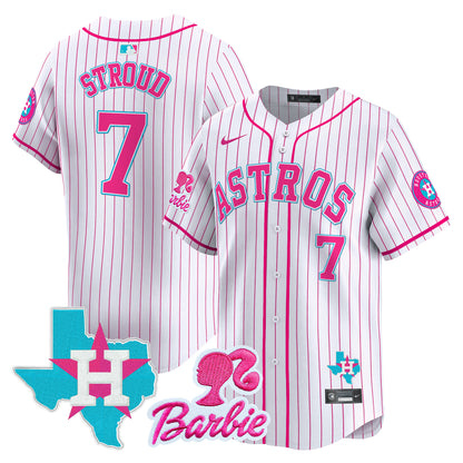 Unisex Astros Barbie Patch Vapor Premier Limited Jersey - All Stitched