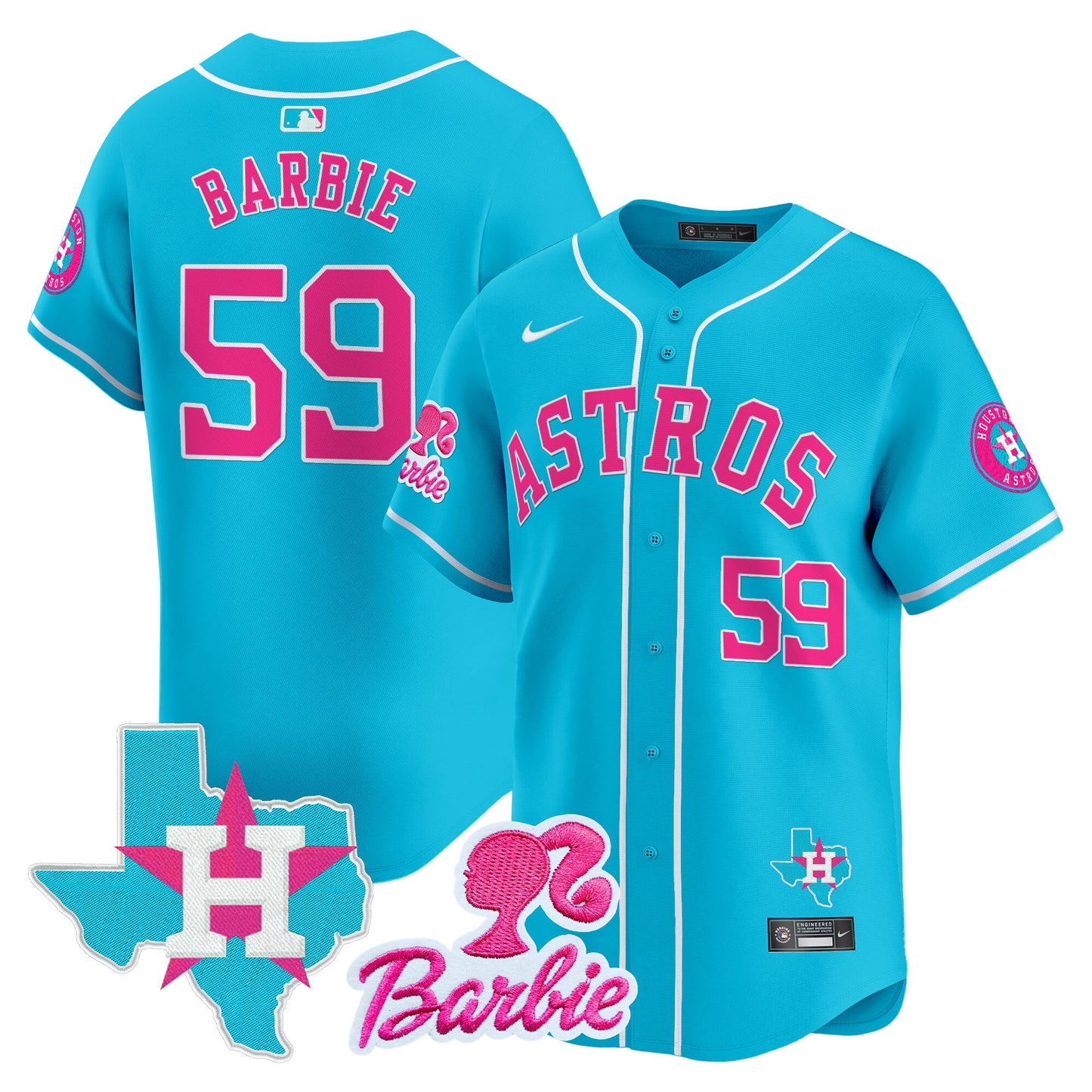 Unisex Astros Barbie Patch Vapor Premier Limited Jersey - All Stitched