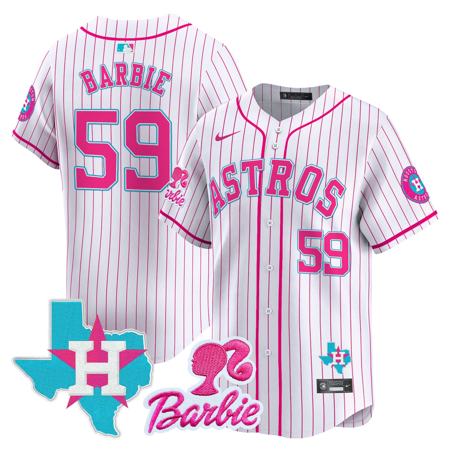 Unisex Astros Barbie Patch Vapor Premier Limited Jersey - All Stitched