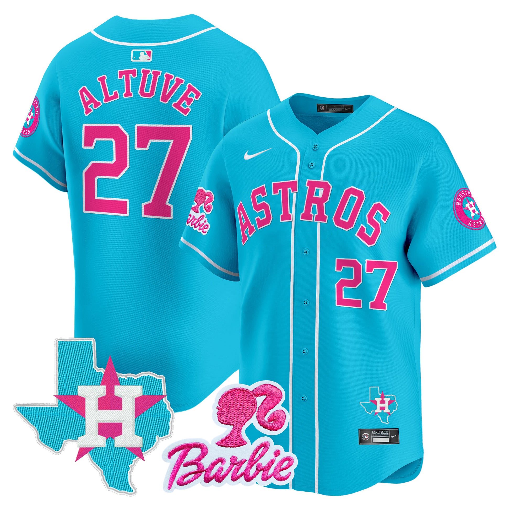 Unisex Astros Barbie Patch Vapor Premier Limited Jersey - All Stitched