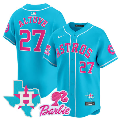 Unisex Astros Barbie Patch Vapor Premier Limited Jersey - All Stitched