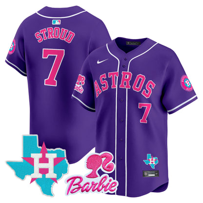 Unisex Astros Barbie Patch Vapor Premier Limited Jersey - All Stitched