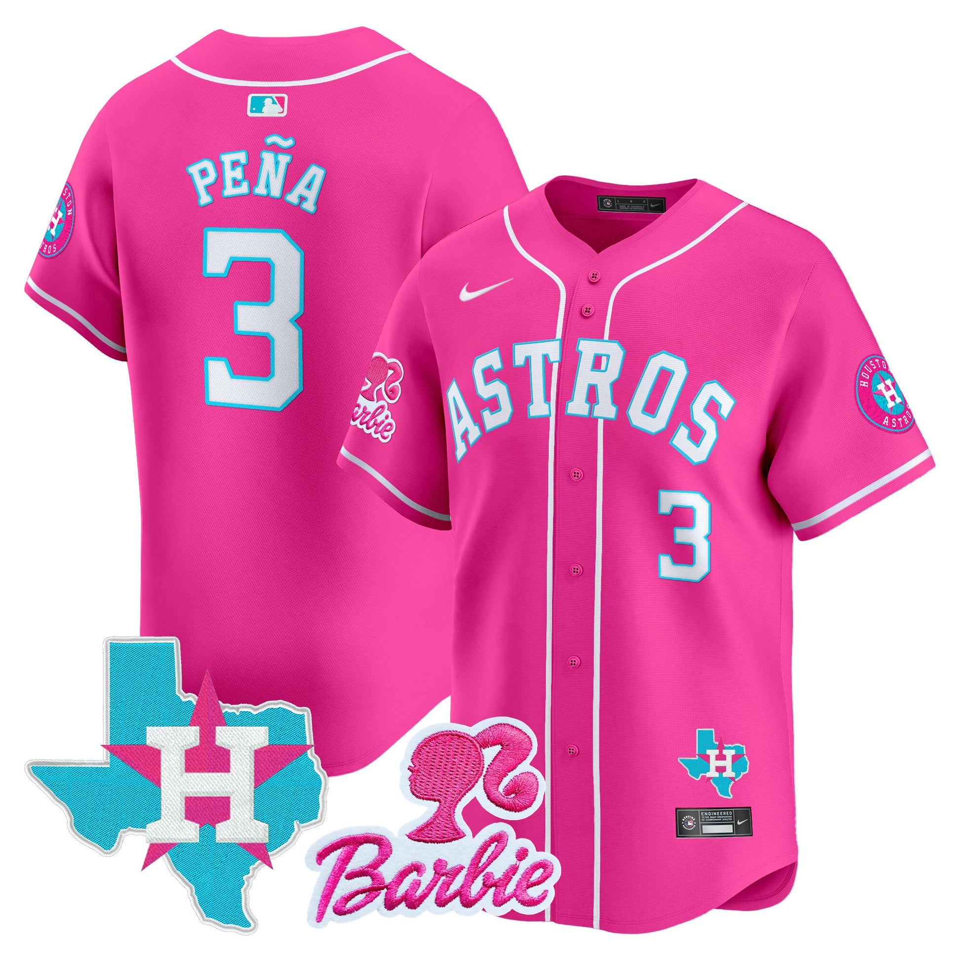 Unisex Astros Barbie Patch Vapor Premier Limited Jersey - All Stitched