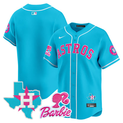 Unisex Astros Barbie Patch Vapor Premier Limited Jersey - All Stitched